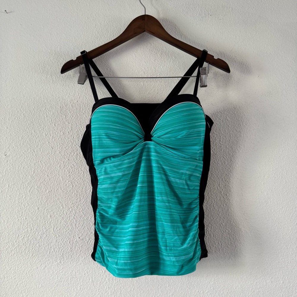 Blue Green Swim Tankini Top 2XL Mermaidcore Ruched Beach Coastal Resortwear - Picture 13 of 14